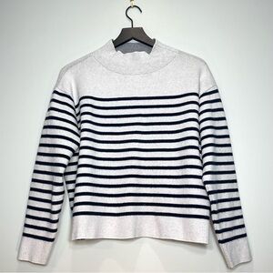 ANTHROPOLOGIE MAEVE Cary's Mockneck Sweater Navy Blue Gray Stripes Size X-Small